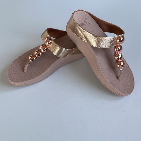 NWT Fit Flop Francheska Glitzy Toe Thongs Rose Gold 6 - Picture 5 of 16